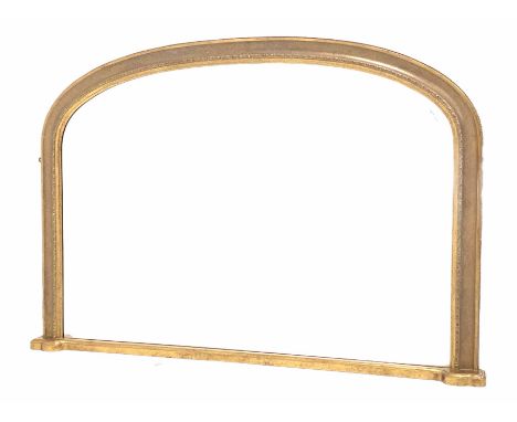 20th century gilt framed overmantle mirror, with arched top and moulded convex frame 123cm x 85cm