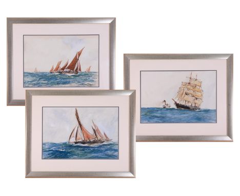 Neville Sotheby Pitcher (1889-1959), three signed marine watercolours including Ramsgate Shacks, 34cm x 50cm, each framed and