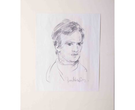 Robert Lenkiewicz (1941-2002) early pencil portrait of a young man, signed, 37cm x 37cm, mounted on board.