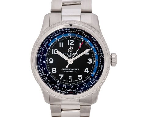 BREITLING Navitimer 8 "Unitime" Herrenuhr, Ref. AB3521. Full Set 2018. Edelstahl. Automatic-Werk Kal. B35, sehr gute Gangwert