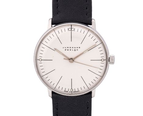 JUNGHANS Max Bill Ref. 27.3700 907 Herrenuhr. Edelstahl. Handaufzug-Werk Kal. J805.1 mit sehr guten Gangwerten (+6 Sek., 292°