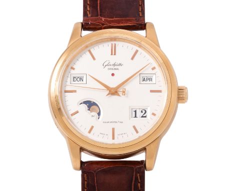 GLASHÜTTE ORIGINAL Senator Ewiger Kalender Herren Armbanduhr. Referenz 39.50.01.11.04. Erstkauf 27.04.2005. Roségold, 18K mit