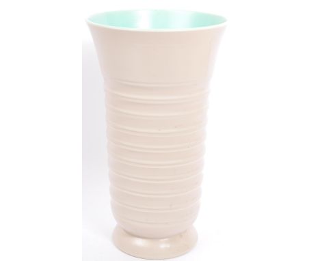 Poole Pottery - A vintage 20th century large centre-piece vase. Having a tapering open top into a shaped body with a rounded 