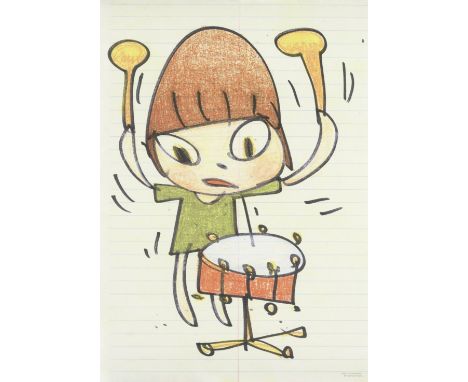 Yoshitomo Nara (born 1959)Banging the Drum, 2020 offset lithograph printed in colours68.7 x 43.2cm (27 1/16 x 17in).This work