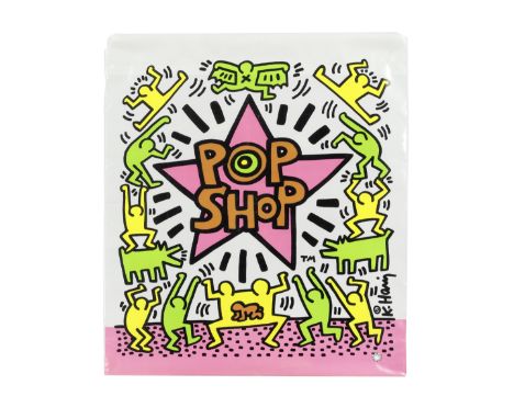 Keith Haring (1958-1990)Pop Shop Bag screenprint in colours on two sides of a plastic shopping bag48 x 42cm (18 7/8 x 16 9/16