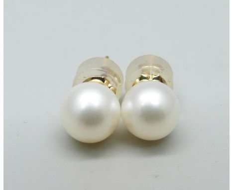 A pair of 14ct gold and cultured pearl earrings 