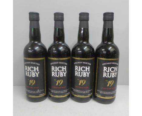 Four bottles of Rich Ruby No.19 fortified wine 