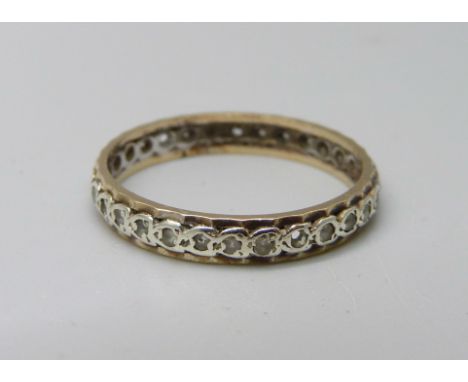 A 9ct gold eternity ring, lacking stones, 2g, Q 