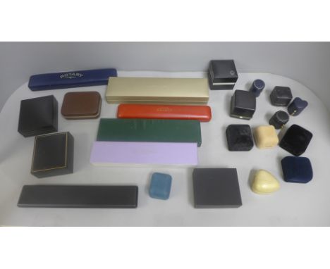 Twenty-two antique and vintage ring boxes including Mont Blanc 