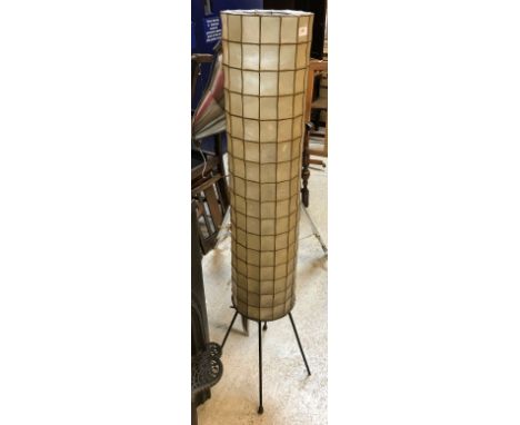 A mid 20th Century leaded shell cylindrical standard lamp CONDITION REPORTS Approx. 151cm high x 26cm diameter (shade) x 30cm