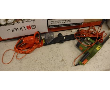 A collection of electric garden tools to include rotivator, chainsaw, hedge trimmer, Garden Gear Dyno saw 8" lopper etc