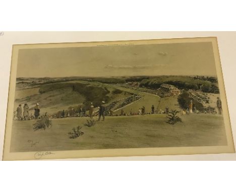 AFTER CECIL ALDIN "Goodwood from Trundle Hill" colour print signed in pencil, bears Fine Art Trade Guild stamp 32 cm x 57 cm 