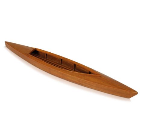 LIGHT WOOD MODEL OF A CANADIAN CANOE, 97cm long