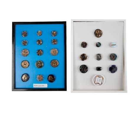 COLLECTION OF GLASS BUTTONS, c.1940's, each of various designs and forms, each painted in polychrome, designs probably by Dam