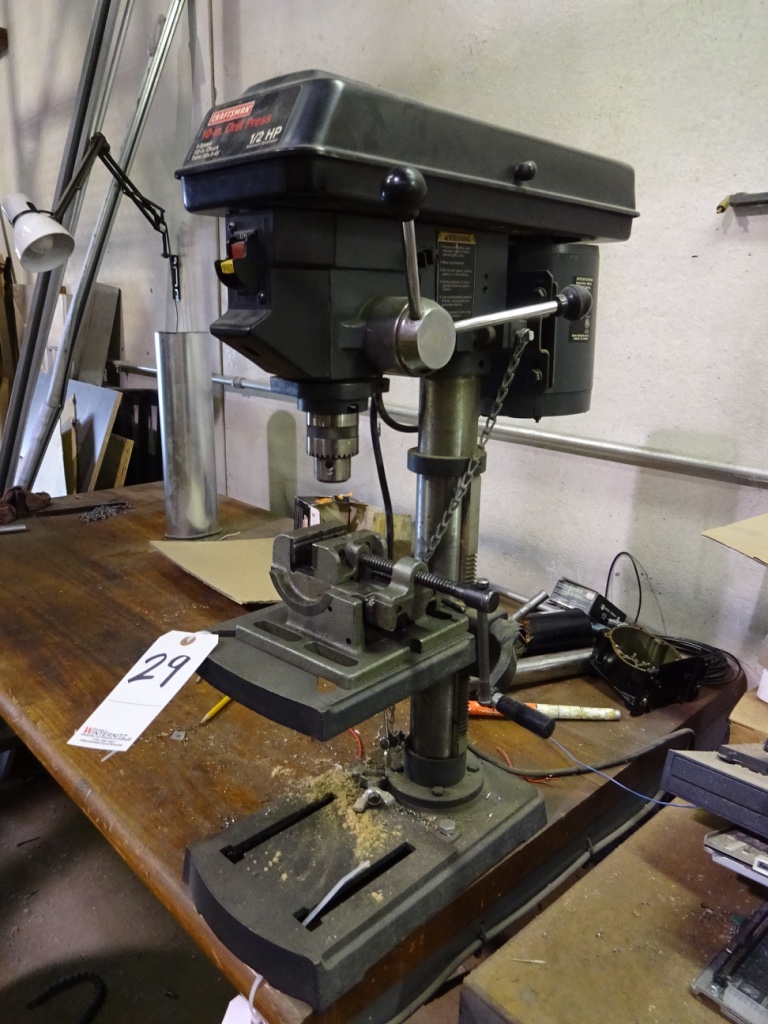CRAFTSMAN 10" 5SPEED DRILL PRESS; W/1/2" Chuck; 1/2 HP; table Tilts 0