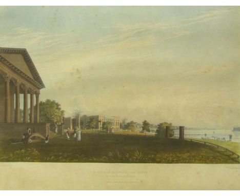 AFTER J B FRASER, ENGRAVED BY R HAVELL 19th Century hand coloured aquatint A View of Barrackpore House  11 x 17 “ 