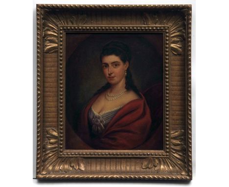 ITALIAN SCHOOL (19TH CENTURY) Half-Length Portrait of a Lady wearing Pearl Necklace oil on canvas 12 x 10 “ 