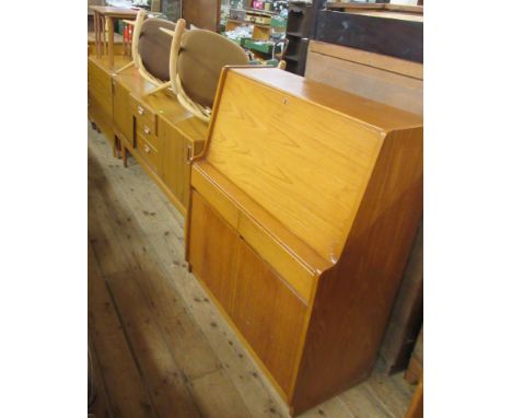 A mid century sideboard and matching gate leg table, two chairs and a nest of tables and a bureau&nbsp;