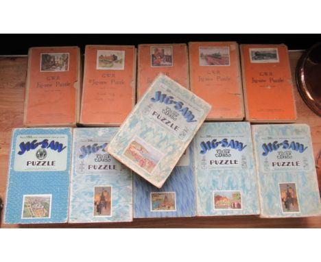 Eleven Chad Valley GWR wooden jig-saw puzzles