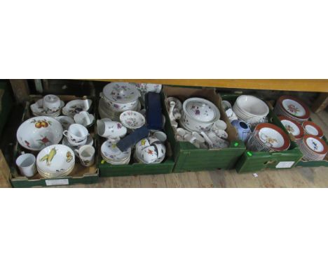 Five boxes of assorted china, to include Royal Worcester Evesham