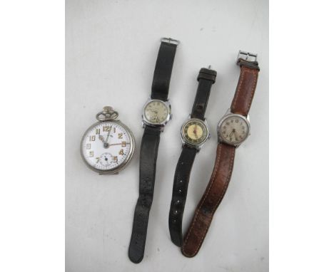 A collection of 1940s/50s watches. to include An Ingersoll wrist watch, a Mappin wrist watch, together with a pocket watch, w