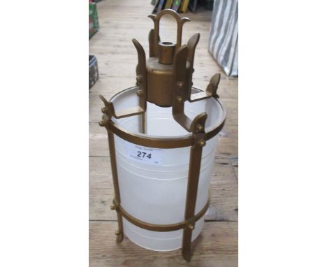 A frosted glass and metal cased light fitting
