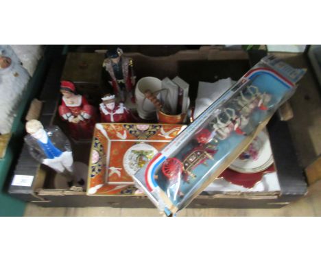 A collection of commemorative items, to include Royal Worcester figure, dishes etc