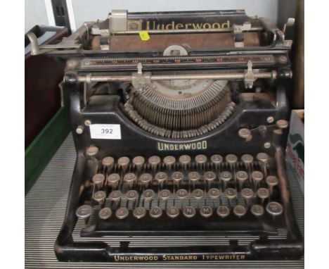 An Underwood typewriter and a wall clock&nbsp;