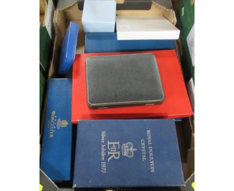 A box of assorted boxed Royal Worcester and other china