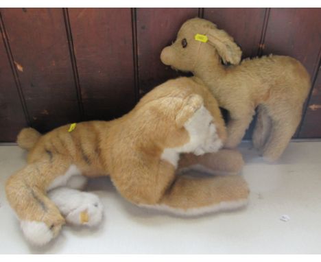 A Merrythought plush tiger, together with a Dean's Rag Doll plush lamb