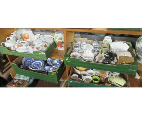 Four boxes of assorted china including Royal Worcester, Port Meirion etc
