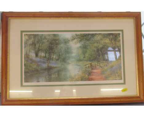 Terry Harrison, colour print, The Towpath Gate, together with another print
