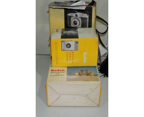 Five vintage cameras.