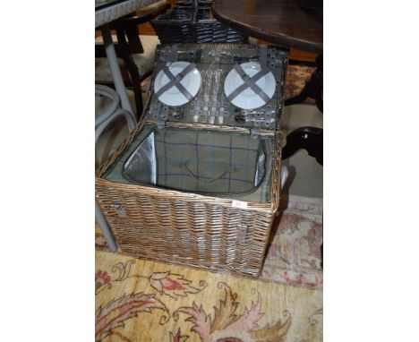 A modern wicker picnic hamper