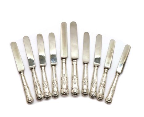 A set of eighteen silver-handled King's pattern table knives, by George Howson 1896-1907, seventeen silver-handled Kings patt