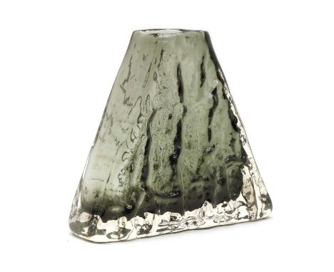 A Whitefriars glass Textured range 'Pyramid' vase, designed Geoffrey Baxter, model 9674, in Pewter, 17cm highCondition report