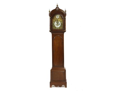 A George III mahogany eight-day longcase clock, Peter Oyens, London, the arched brass dial with a strike/silent dial, over a 