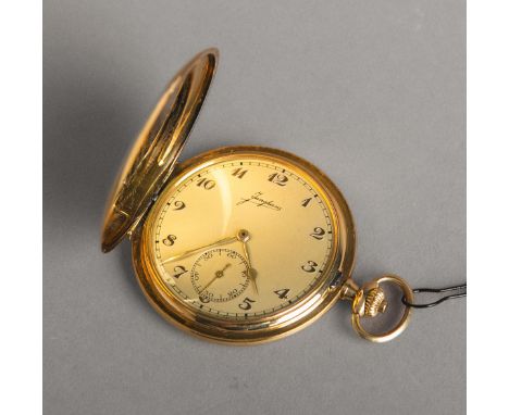 Savonnette 585 GG (Junghans), goldfarb. Zifferblatt m. goldfarb. arab. Ziffern, kl.Sekunde, Dm. ca. 5 cm, vs. Ligatur "GHH" f