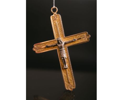 Pektorale / Brustkreuz eines Bischofs mit innenliegender Stoffreliquie (wohl Russland, 2.Hälfte 19. Jh., um 1860), Legierung 