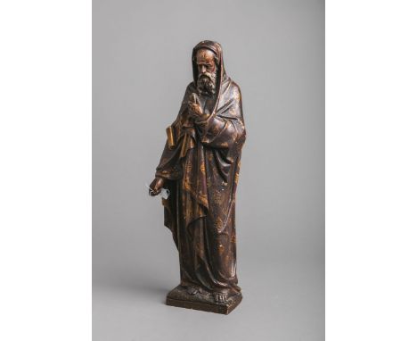 Werkstatt unbekannt (19. Jh.) Jüdischer Schriftgelehrter, Holz, polychrom gefasst,vollplastisch geschnitzte Darst. eines jüdi