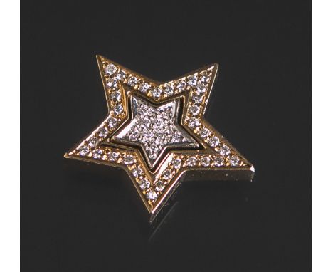 Anhänger 585 GG/WG, "Christ", ausgefasst m. Brill von zus. ca. 0.55 ct, diese in hohemFarb- u. Reinheitsgrad, zweiteilig zusa