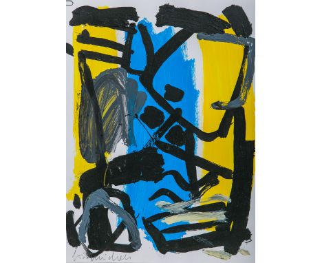 Michels, Gast (1954 - 2013), Ohne Titel (1992), Acryl, li. u. sign., rs. m. pers. Widmung,Blattgröße ca. 35,5 x 25 cm.
