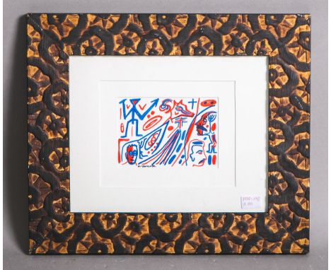 Penck, A. R. (1939 - 2017), "Fuchs, Biermann, Anderson, Penck, Stalin" (1991), Farboffset,handsign., Blattgr. ca. 10,5 x 14,5