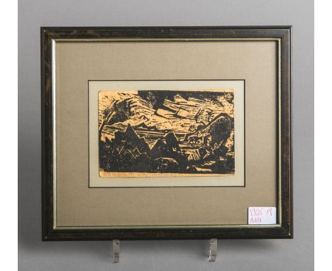 Pankok, Otto (1893 - 1966), Postkarten-Holzschnitt "Flucht nach Ägypten" (1920), rs. m.Adresse, Briefmarken u. Poststempeln, 