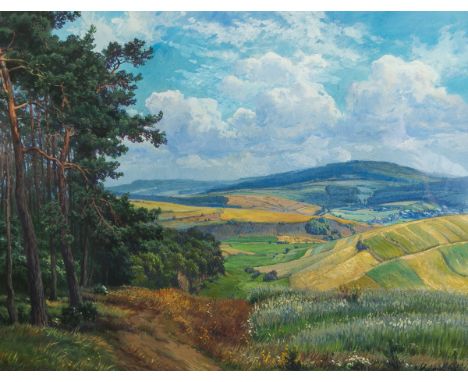 Schoupal, M. (20. Jh.), Nauroth, Aquarell, sign., Blattgröße ca. 49 x 65 cm, PP, hinterGlas gerahmt (ca. 66 x 82 cm). Lagersp
