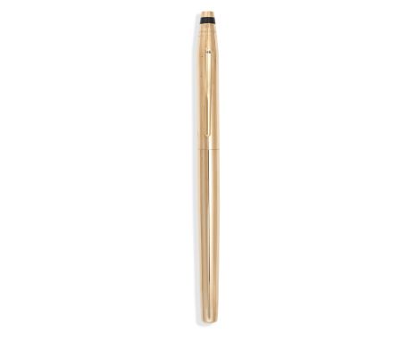 NO RESERVE - CROSS, A VINTAGE GOLD FOUNTAIN PEN in 14ct yellow gold, 13.3cm, signed CROSS, stamped 14K, 19.0g. Together with 