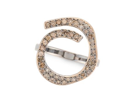 ILEANA MAKRI, A COGNAC DIAMOND DRESS RING the circular ring set with round cut cognac diamonds, stamped 750, size O / 7.25, 6