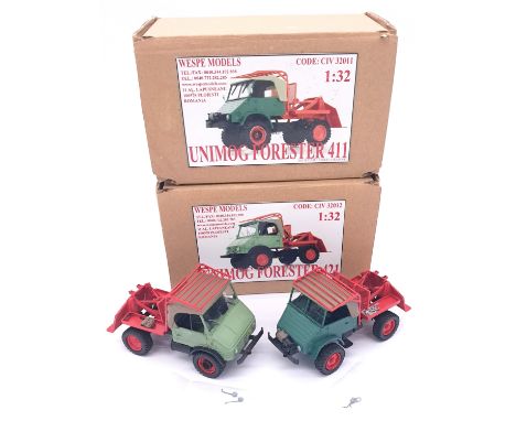 Wespe Models. A boxed pair of 1:32 scale resin made Unimog models comprising of CIV32012 Unimog Forester 421 along with CIV32