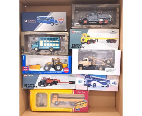 Corgi, Siku, Iconic Replicas and others, a boxed commercial group to include Siku 2940 Tractor With Ploughing Plate And Salt 