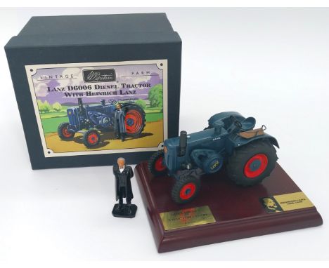 Britains Vintage Farm Range No.00315 Lanz D6006 Diesel Tractor with Heinrich Lanz - navy blue, red hubs and figure, mounted o